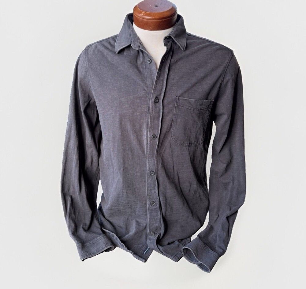 Tom Tailor Men's Medium Shirt Long Sleeve Button Down Gray Cotton Casual Pocket